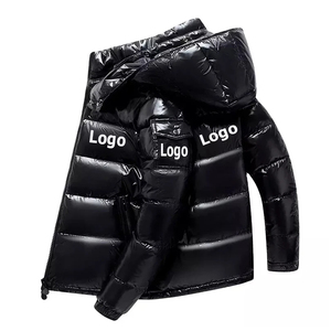 Veste d'hiver rembourrée noire à logo personnalisé pour homme, style designer, pour l'extérieur, en duvet, vente en gros - Product Image 1