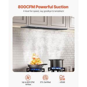 Cappa da cucina da incasso da 30 pollici 800 CFM in acciaio inossidabile con luci LED e controllo touch gestuale, inserto per cappa elettrica - Product Image 2