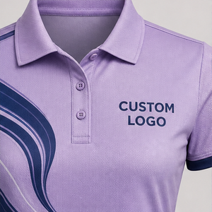 Polo pour femme personnalisé bleu foncé lavande, coupe fluide, séchage rapide, respirant, manches courtes, uniforme d'équipe de golf WPS-0858 - Product Image 5