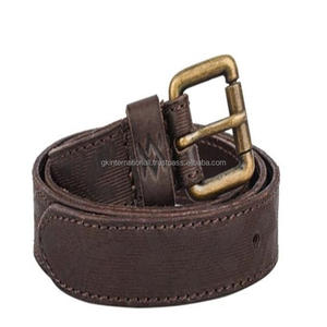 Cinturón informal de cuero curtido vegetal de grano completo para hombre, hebilla de rodillo de latón antiguo, cinturones y accesorios resistentes para Unisex - Product Image 5