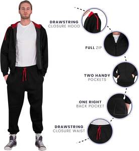 Conjunto Deportivo para Hombre, Chaqueta con Capucha y Cierre Completo, Pantalones a Juego, Algodón Resistente, para Entrenamiento y Running - Product Image 3