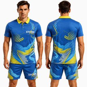 Conjunto de Camiseta y Pantalones Cortos de Tenis para Hombre 2026, Spandex/Nylon, Impresión por Sublimación, Secado Rápido, Cuello Alto, Manga Corta, Uniforme de Tenis Personalizado - Product Image 4
