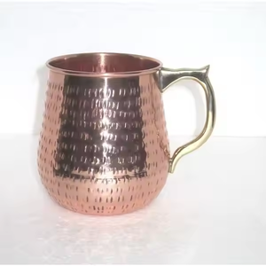 Dimple Hammered Copper Drinking Cup Textured Beverage Mug Rolled Rim Metal Drinkware with Rounded Handle Giftware - Product Image 6