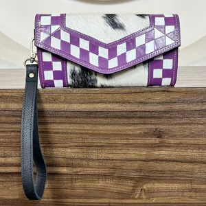 2025กระเป๋าสตางค์หนังลายตารางหมากรุกสำหรับผู้หญิง, สไตล์ใหม่กระเป๋าถือหนังวัวอเนกประสงค์ความจุมาก - Product Image 4