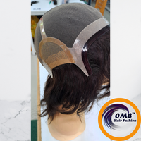 Perruques Courtes Indiennes OME Remy Hair, Densité 150%, Noir Naturel, Douces, Sans Colle, pour Perruque Transparente en Dentelle Pré-Plumée
