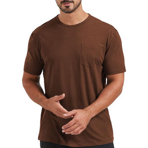 เสื้อยืดคอกลมแขนสั้นสีเทาสำหรับผู้ชาย ทรงปกติ ผ้าฝ้ายเจอร์ซีย์ถัก 100% ระบายอากาศได้ดี เป็นมิตรกับสิ่งแวดล้อม แห้งเร็ว สวมใส่สบาย สีพื้น - Product Image 5