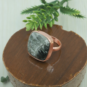 Natural Seraphinite Gemstone 925 Sterling Silver Handmade Cushion Shape Statement <b>Ring</b> Green <b>Crystal</b> Jewelry Gift for Women Men - Product Image 5