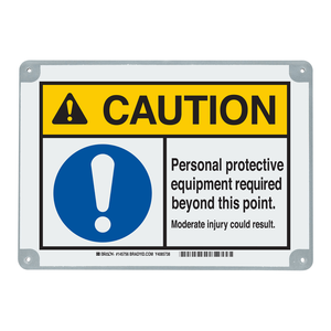 Señal de precaución Brady ToughWash: Equipo de protección personal (EPP) requerido para áreas de lavado industrial - Product Image 1