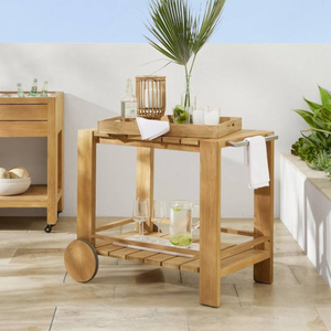 Chariot de bar en teck pour l'extérieur, pour la décoration de la maison et des hôtels, avec un design moderne et un matériau durable - Product Image 2