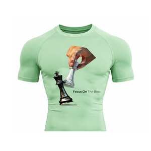 T-shirt de compression pour homme, vêtements de sport personnalisés, vêtements de sport pour la salle de sport, séchage rapide, respirant, extensible, haut d'entraînement, vente en gros UE US - Product Image 3