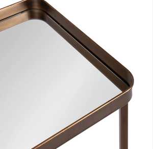 Mesa de Centro Moderna de Metal con Tapa de Vidrio Espejado, Muebles Contemporáneos para Sala de Estar - Product Image 3