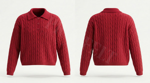 Pull en maille tendance et élégant à col polo, confortable pour homme, vente en gros, chemises polo en coton et polyester - Product Image 5