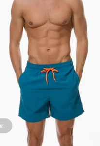 <b>Mens</b> Solid Color Board Shorts Quick Dry Drawstring Casual Swim <b>Trunks</b> with Pockets Mid Waist Short Length - Product Image 2