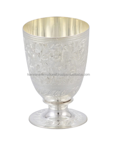 Handmade Silver-Plated Brass <b>Tumbler</b> Set 2 <b>Cups</b> <b>with</b> <b>Straw</b> Elegant Hammered Drinking for Glassware for Drinkware Use - Product Image 3