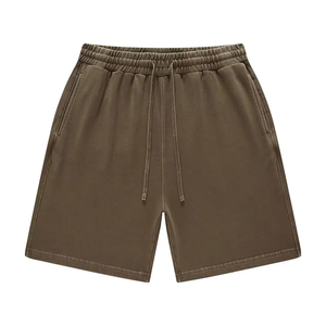 Shorts unisexes en coton vert uni avec cordon de serrage à la taille et poches latérales pour l'été - Product Image 2