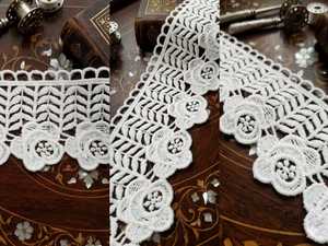 High Quality Premium <b>White</b> Floral Guipure <b>Lace</b> Trim - 3D Leaf Vine Embroidered Chemical <b>Lace</b> Border for Ethnic Wear and Gowns - Product Image 3