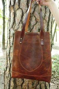 Handmade Vintage Genuine Leather Tote <b>Handbag</b> for Women with Custom Logo Fashion Top <b>Handle</b> Shoulder Bag Portable Feature - Product Image 2