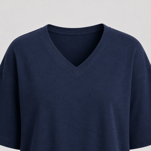 100% Cotton Custom Women's V-Neck Drop Shoulder Regular Fit Short Sleeve Casual Breathable T-Shirt - Product Image 5