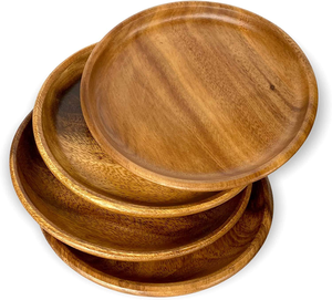 Plato Redondo Nórdico de Madera de Acacia al por Mayor, Ecológico, de Madera Maciza, para Servir Frutas, en Oferta, de Una Sola Pieza - Product Image 2