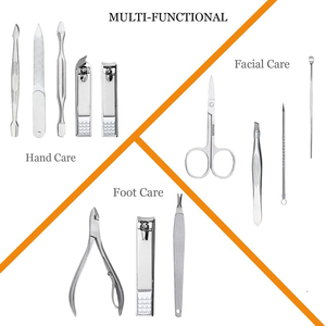 Ensemble professionnel de manucure et pédicure 12 pièces, instruments en acier inoxydable, certifié CE ISO, logo personnalisable, kits de manucure et pédicure - Product Image 2