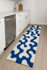 handmade luxury <b>carpet</b> blue irregular pattern zig zag geometrical design unique pattern eco friendly for home decor - Product Image 2