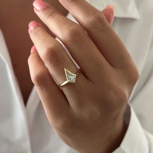 Unique Design Kite Cut Lab Grown <b>Diamond</b> <b>Ring</b> 18K Yellow Gold Bezel Set IGI Certified Wedding Engagement Trendy Women's Jewelry - Product Image 4
