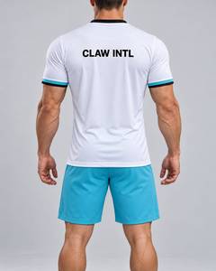 Maillot de football pour homme CLAW INTL, blanc et bleu rayé, col en V, manches longues, évacuation de l'humidité, séchage rapide, antibactérien, respirant - Product Image 6
