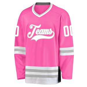 Bulk Custom Ice Hockey Jerseys Manufacturer High-quality Polyester Sublimation Printing Pink Long Sleeve Sports Apparel - Product Image 1