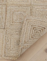 HARI ENTERPRISES Handgewebter Natürlicher Jute-Teppich mit Niedrigem Flor, Dünner Flächenteppich mit Geometrischem Rautenmuster |   Umweltfreundlicher Geflochtener Boho-Teppich