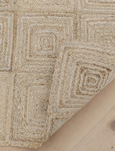 Handwoven Natural Jute Area <b>Rug</b> Geometric Diamond Pattern | Eco-Friendly Braided <b>Boho</b> Carpet | Durable Rustic Floor <b>Rug</b> - Product Image 5