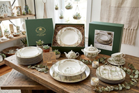 Lot de vaisselle en céramique motif forêt, style vintage, décor arbre aquarelle, assiettes à soupe en porcelaine pour mariage, restaurant, vente au détail