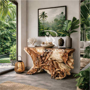 Mesa Consola Moderna de Madera Maciza de Alta Calidad con Tallado Elegante, Excelente Color, Estable y Fácil de Limpiar para Sala de Estar, Villa u Hotel - Product Image 4