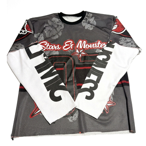 Magliette a doppio strato da uomo personalizzate con stampa sublimatica, grafica stelle e mostri, a maniche lunghe, stile streetwear, di un buon fornitore. - Product Image 1