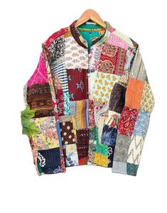 Chaqueta de algodón reversible, chaqueta acolchada de algodón para mujer, chaqueta acolchada, Chaqueta corta de retazos, chaqueta hecha a mano - Product Image 1