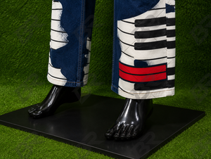 Jean droit en denim pour homme, imprimé touches de piano, coupe ample, délavé - Product Image 6