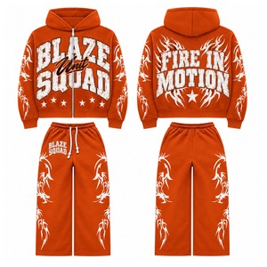 Conjunto Deportivo Personalizado al por Mayor para Hombre, Ligero, de Forro Polar, Impermeable, 100% Algodón, Sudadera con Cremallera Completa, Pantalones Deportivos Anchos y Holgados, 2026 - Product Image 6