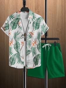 Chemise d'été décontractée à imprimé 3D Voilier Hawaïen et Palmiers, boutonnage simple, tricotée, service OEM - Product Image 2