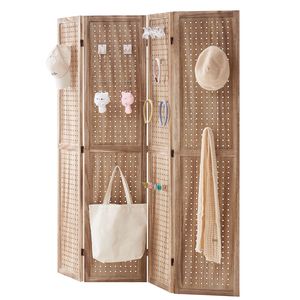 Divisorio in Legno a 4 Pannelli Alto 66,9 Pollici, Paravento Pieghevole Portatile Intagliato per Interni, Schermo per Privacy e Decorazione d'Interni - Product Image 1