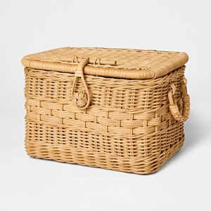 Caja de joyería decorativa rectangular de ratán, cajas de almacenamiento tejidas a mano con tapa, contenedor organizador. - Product Image 3