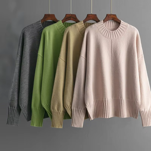 Pull en maille acrylique surdimensionné pour homme, séchage rapide, hiver, manches longues, col rond, décontracté, couleur unie, ourlet et poignets côtelés - Product Image 6