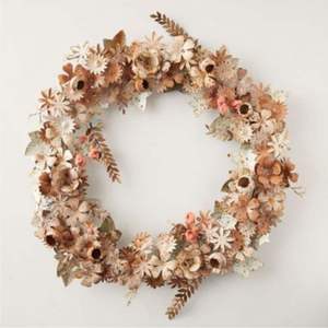 Handmade metal floral <b>wreath</b> Heart garland wall hanging Colorful door mount decoration Indoor Christmas <b>wreath</b> decor - Product Image 4