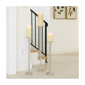 Ensemble de supports à bougies en métal argenté, 3 tailles, design torsadé, décoration d'intérieur, porte-bougie durable - Product Image 3