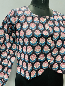 เสื้อแขนกุดคอวีพิมพ์ลายดอกไม้สไตล์ญี่ปุ่นผ้าฝ้าย 100% คุณภาพสูงเป็นมิตรกับสิ่งแวดล้อมสำหรับผู้หญิง - Product Image 3