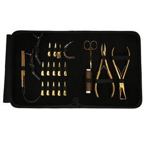 Professional Stainless Steel Hair Extension <b>Tools</b> <b>Kit</b> with Hair Clamps Divider Ring Weft Needles <b>Mini</b> Scissors Tape Hair - Product Image 3