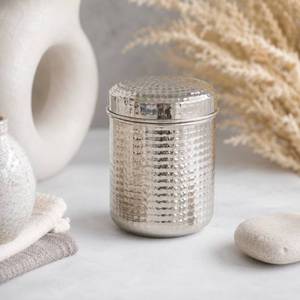Nouvelle Jarre de Rangement de Luxe pour Ustensiles de Cuisine, Faite à la Main, en Argent Martelé, Décorative, avec Couvercle Anti-Fuite - Product Image 1