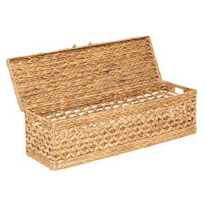 Wholesale Large Water Hyacinth <b>Storage</b> Basket With Lid, Premium Handwoven <b>Bed</b> End Toy Laundry Organizer For Hotels Vietnam - Product Image 1