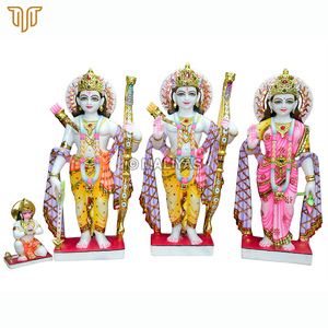 Statue de Ram Darbar pour temple |   Statue de marbre de Rama, Sita, Lakshman et Hanuman |   Ram Parivar Idol |   MALIYAS Jaipur - Product Image 2