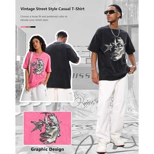 2025 unisexe coton surdimensionné graphique t-shirt hommes poids lourd Boxy à manches courtes haut décontracté Vintage Streetwear Style - Product Image 6