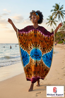 Robe Kaftan de Plage Imprimée pour Femme de Haute Qualité, Coupe Ample, en Rayonne, Soie et Coton, Mode Resort, Fabricant et Fournisseur de Vêtements OEM ODM