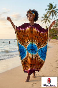 Printed <b>Kaftan</b> Dress Women Loose Fit Beach Wear Lightweight Comfortable <b>Summer</b> Style Custom Bulk Manufacturing Supply - Product Image 3